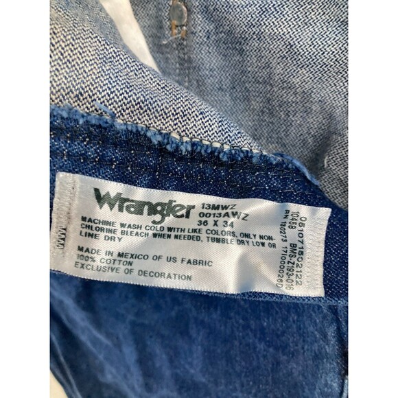 Wrangler 13MWZ Jeans Mens 36x34 Blue Denim Cowboy Cut Original Fit Straight Leg - Picture 7 of 8